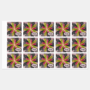Etiquetas Pink Green Anthracite Fantasy Flor Nome Fractal