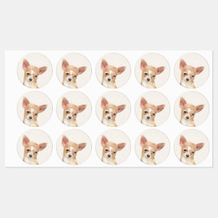Etiquetas Pintura de Chihuahua - Arte Original de Cachorro F