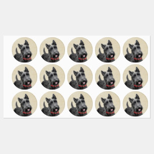 Etiquetas Pintura de Terrier escocês - Arte de cão origina