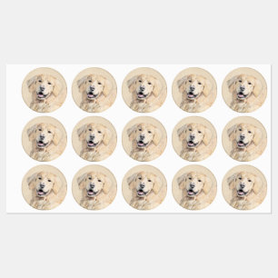 Etiquetas Pintura do ouro Retriever - Arte Cachorra Original