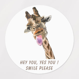 Etiquetas Playful Giraffe Tongue Out Labels Smile