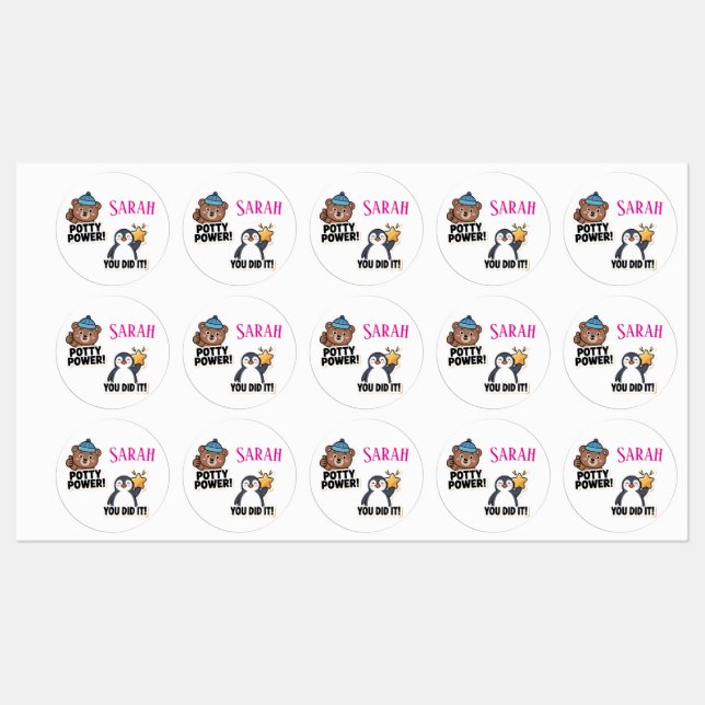 Etiquetas Potty Stickers, potência personalizada (Folha)