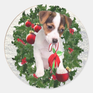 Etiquetas preciosas do Natal de Jack Russell