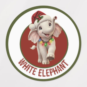 Etiquetas Presente de Elefante Branco de Natal