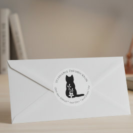 Etiquetas Presente Minimalista de Silhueta de Gato Preto Res