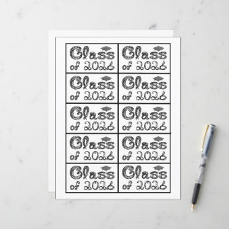 Etiquetas Pretas de Formatura da Turma de 2026 com