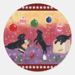 Etiquetas pretas do Natal de labrador retriever