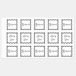 Etiquetas Preto e branco, Bridesmaid e Madrinha de casamento