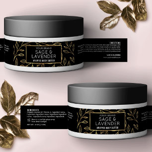 Etiquetas Preto e Dourado Floral 4 OZ Skincare Cosmético Jar
