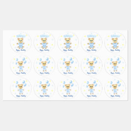 Etiquetas Primeiro Aniversário Personalizado Garoto Urso de 