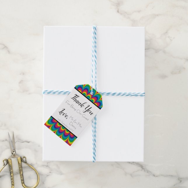 Etiquetas Psychedelic Tie Dye (Com cordão)