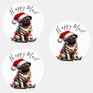 Etiquetas Pug Caine Modern Cute Watercolor Retro Classic