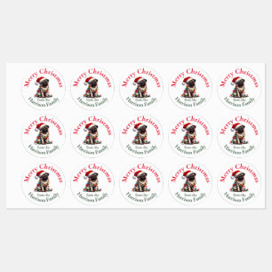 Etiquetas Pug Personalizado Natais vintages Retroativos Dese