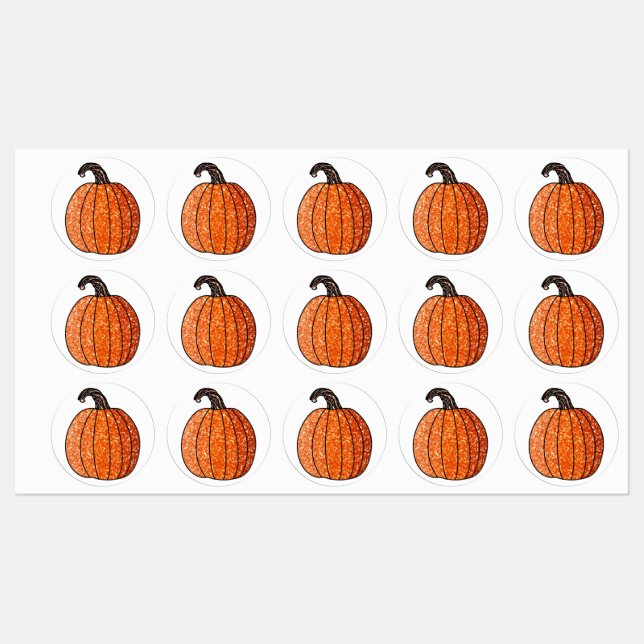 Etiquetas Pumpkin com brilho (Folha)