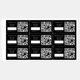 Etiquetas QR de Ativo Preto | Rastreamento de Propriedade Pe