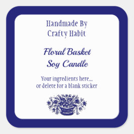 Etiquetas Quadradas de Flores de Vintagem Branca E