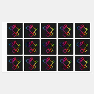 Etiquetas Quadrados coloridos incríveis em preto nº 1