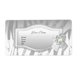 Etiquetas que Wedding floral de prata elegante do