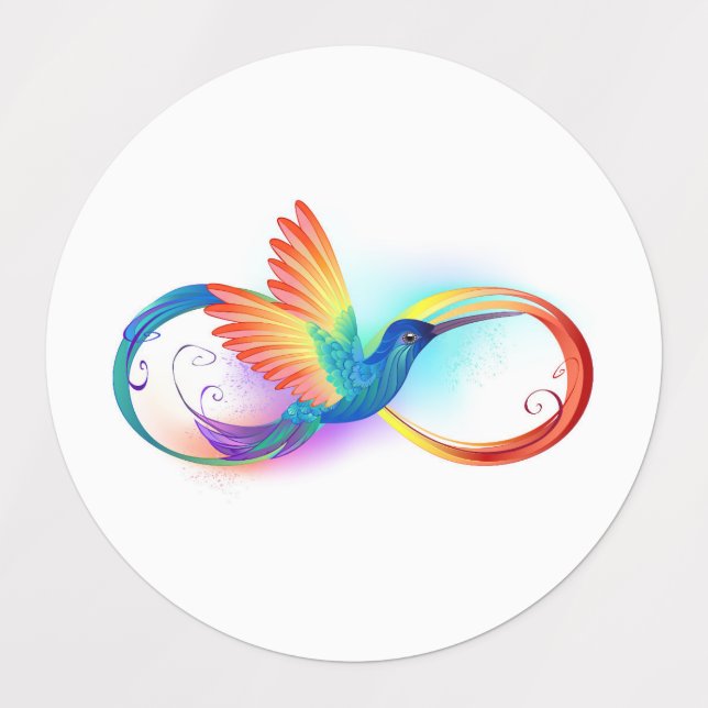Etiquetas Rainbow Hummingbird with Infinity symbol (Design 1)