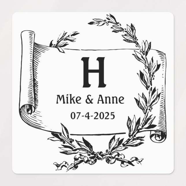 Etiquetas Ramais Monogramas e Papiro (Design 1)