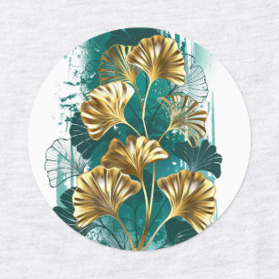 Etiquetas Ramificação com Ouro deixa Ginko Biloba