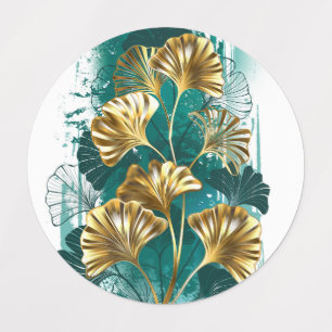 Etiquetas Ramificação com Ouro deixa Ginko Biloba