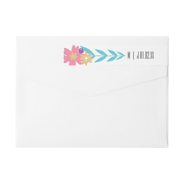 Etiquetas Ramo Floral Moderno de Primavera Rosa (Verso)