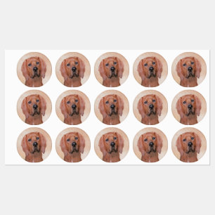 Etiquetas Redbone Coonhound Painting - Arte De Cachorro Orig