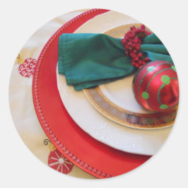 Etiquetas redondas com os ornamento vermelhos,