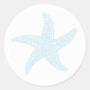 Etiquetas redondas da estrela do mar de turquesa