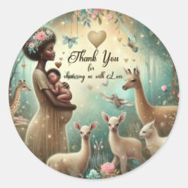 Etiquetas redondas de chá de fraldas Obrigado