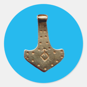 Etiquetas redondas grandes azuis Thor Hammer Doura