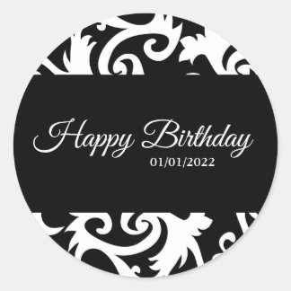 Etiquetas redondas, pretas e brancas, para a másca