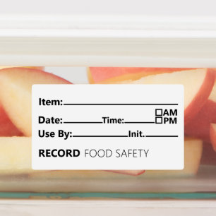 Etiquetas Registro de Data de Segurança Alimentar