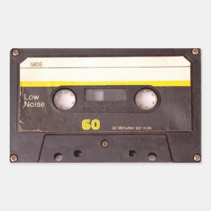 Etiquetas retangulares do preto da cassete de