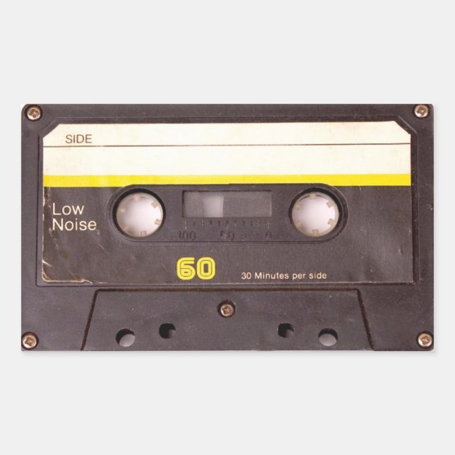 Etiquetas retangulares pretas de fita cassete (Frente)