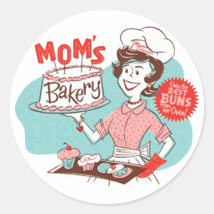 Etiquetas retros da padaria da mãe - redondas