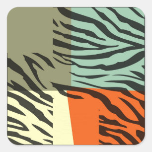 Etiquetas retros do pop art da zebra do teste