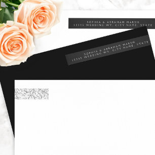 Etiquetas Rolagem Formal Deixa Casamento Negro e Branco