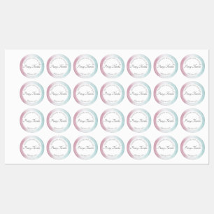 Etiquetas Rosa ao ombré do watercolour de turquesa