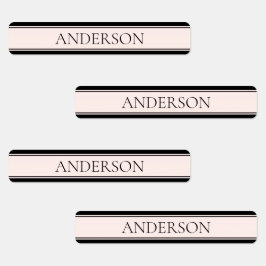 Etiquetas Rosa claro Blush Stripe e Texto Editável Elegante