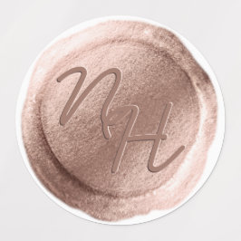 Etiquetas Rosa Dourada cera de início monograma de casamento