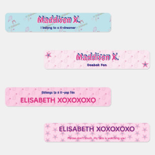Etiquetas Rosa e azul fofo feminino Kdrama Kpop personalizad