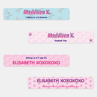 Etiquetas Rosa e azul fofo feminino Kdrama Kpop personalizad