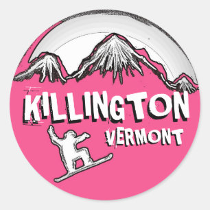 Etiquetas rosadas do Snowboarder Killington Vermon