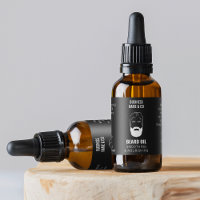 Rótulo à prova d'água do óleo de barba preto 1 OZ