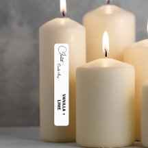 Rótulo de Vela Preto e Branco Fino Caligrafia