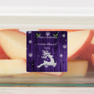 Etiquetas Rótulo Rústico de Bandeira de Natal Roxo