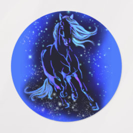 Etiquetas Rótulos De Cavalo Correndo À Lua Azul
