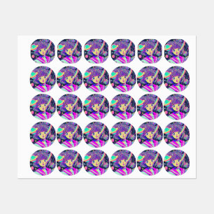 Etiquetas Rótulos de Menina de Anime Kawaii